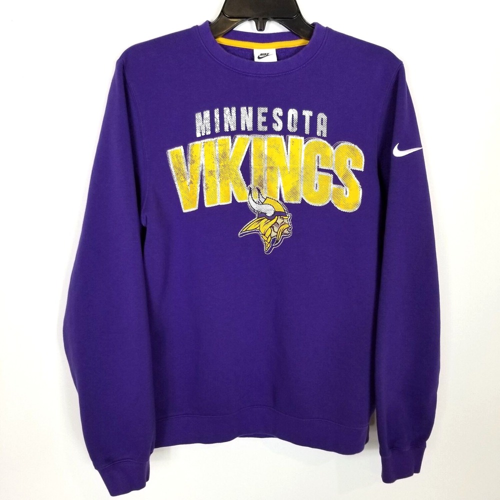 Nike Minnesota Vikings Men Pullover‎ Crew Sweatshirt Sz S Blue Logo Fleece